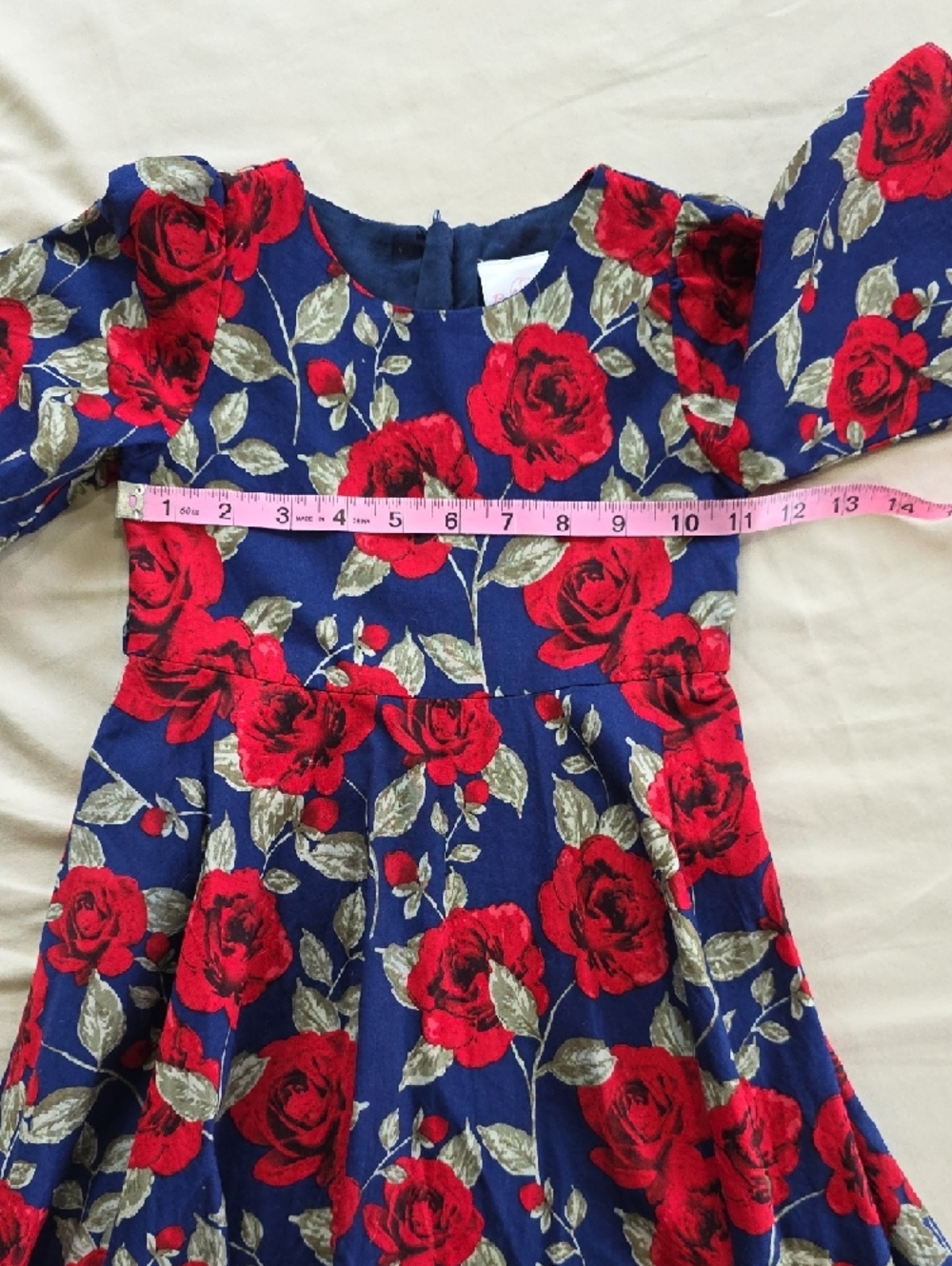 Bonny Billy 3t-4t Girls Classy Vintage Floral Red Rose Print Navy Background - Picture 5 of 9